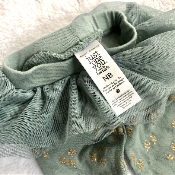 Carters Newborn Baby Girl Sage Pants with Tutu - Picture 2 of 2
